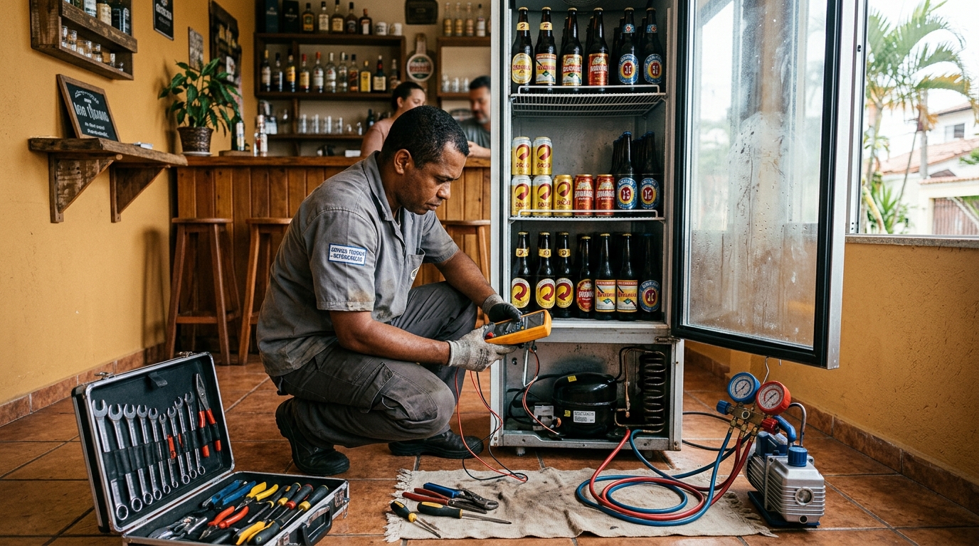 Substituição do termostato de uma cervejeira em Cuiabá‑MT